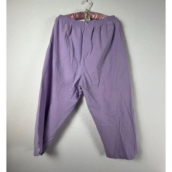 Vintage Koret Hand Printed Button Down Blouse and Pants Set Size Large Purple - Picture 10 of 16